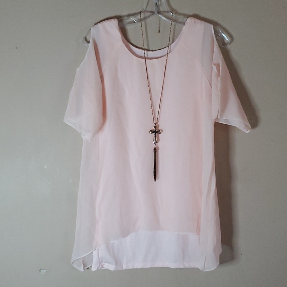 Peach cold shoulder blouse size small